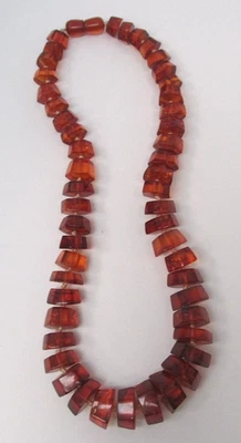 Collar antiguo vintage de cuentas ámbar de 18" años 30 con cierre original Foto 1 de 4