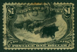 US 1898 Trans-Mississippi Expo. Cattle in Storm $1 black Scott # 292 used F/VF - Picture 1 of 2