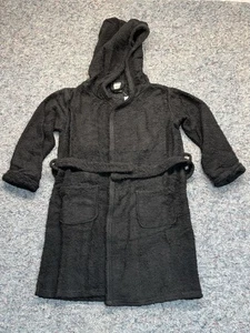 Leveret Bath Robe Size 6 Years Black Soft Terry Cotton Comfort Sleepwear Tie - Picture 1 of 7