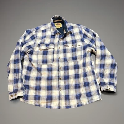 Boston Traders Flannel Jacket men’s L Fleece Lined Blue Plaid Workware Cowboy - Image 1 of 4