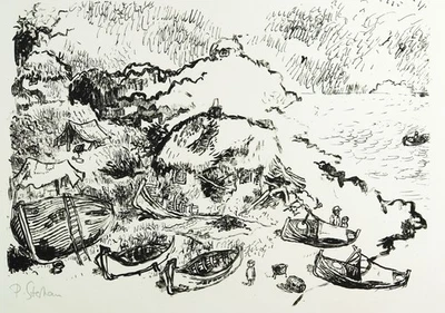 Neue Figuration, um 1970. Lithographie Peter STEPHAN (1927-2014 D), handsigniert - Bild 1 von 3