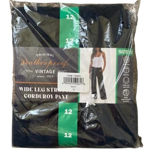 NEW WEATHERPROOF VINTAGE Mid Rise Wide Leg Stretch Corduroy Pants Navy Size 12 - Picture 1 of 5