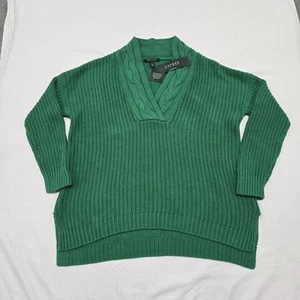 Neu mit Etikett Größe LARGE Ralph Lauren grüner Damenpullover Zopfmuster schwer 99,50 $ - Bild 1 von 11