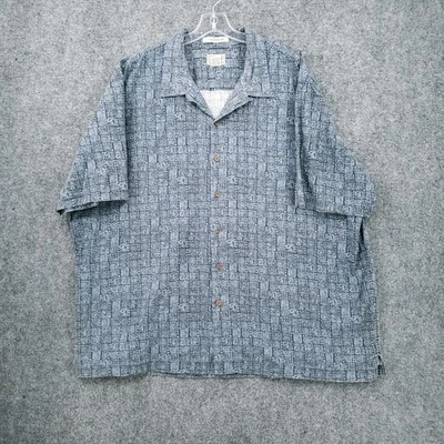 LL Bean Button Up Shirt Mens 2XL Blue Traditional Fit Short Sleeve Aztec Tribal - Image 1 of 4