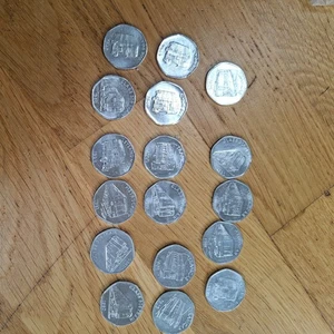 17 x ALUMINIUM NATIONAL TRANSPORT TOKENS TRAIN METRO CAR LEYLAND BUS STRASSENBAHN 20P - Bild 1 von 5