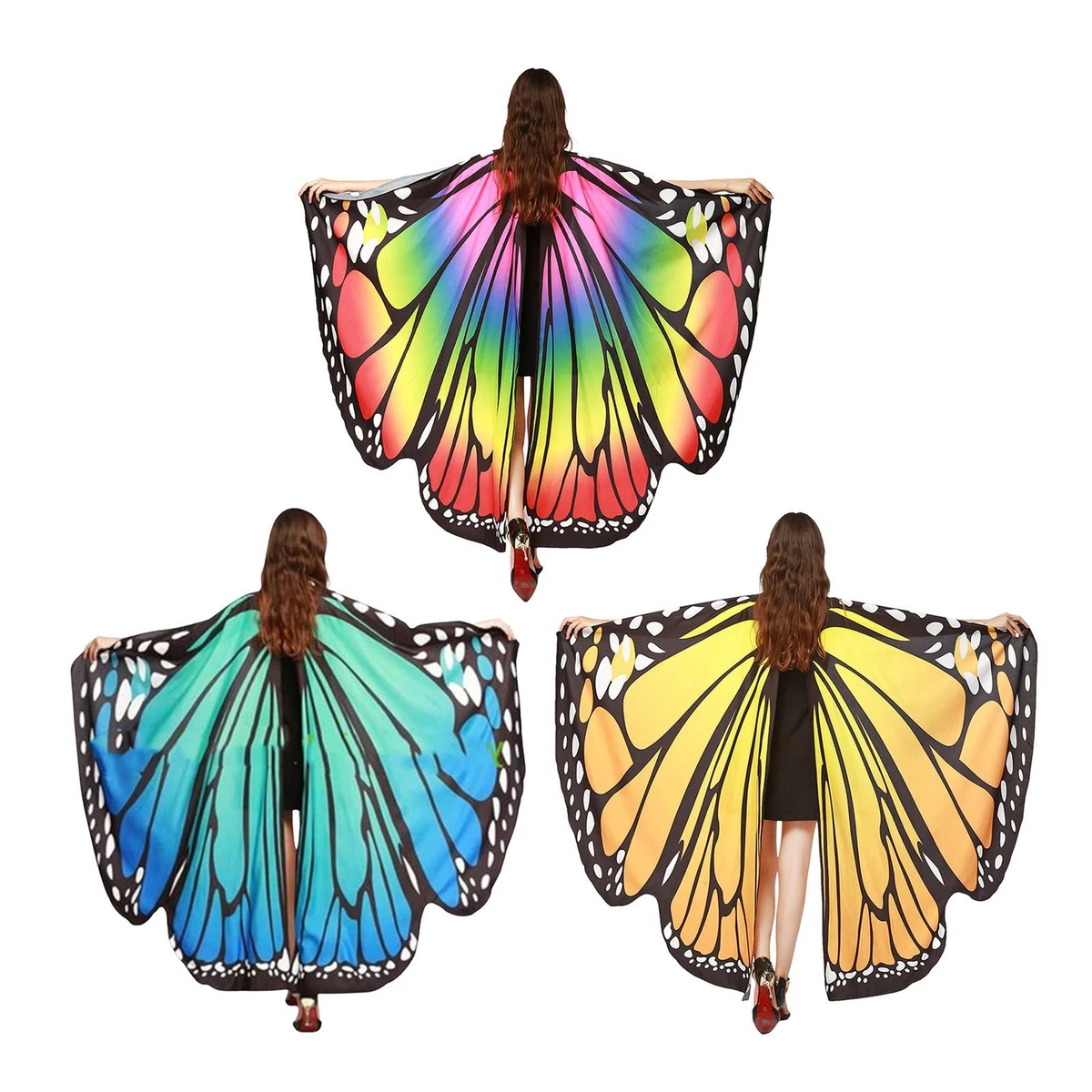Panegy Schmetterlingsflügel Feenflügel – Weicher Umhang Für Erwachsene, Halloween, Cosplay, Partys, Bunt
