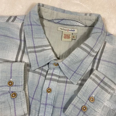 Рубашка мужская Carbon 2 кобальтовая размер XL клетчатая с длинным рукавом на пуговицах синяя серая для улицы - Изображение 1 из 4