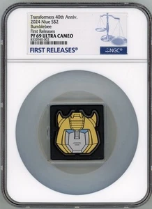 2024 Niue 1oz Proof Silver Bumblebee Transformers Head Shaped Coin NGC 69 FR - Picture 1 of 5