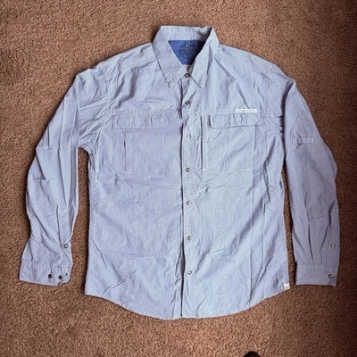 Camisa ExOfficio Para Hombre Protector de Insectos Manga Larga Azul A Cuadros, Mediana Foto 1 de 3