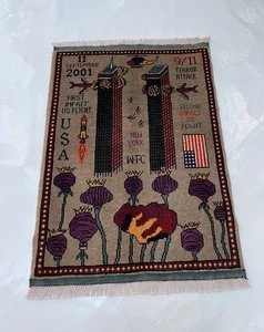 ALFOMBRA TRADICIONAL DE GUERRA AFGANA de 88x63 cm Bellamente Hecha Mini Alfombra Artesanía #548 - Imagen 1 de 11