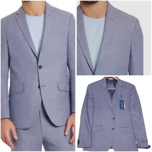 Kenneth Cole 44R Navy Blue Stretch Suit Jacket Blazer Linen Polyester Brand New - Picture 1 of 7