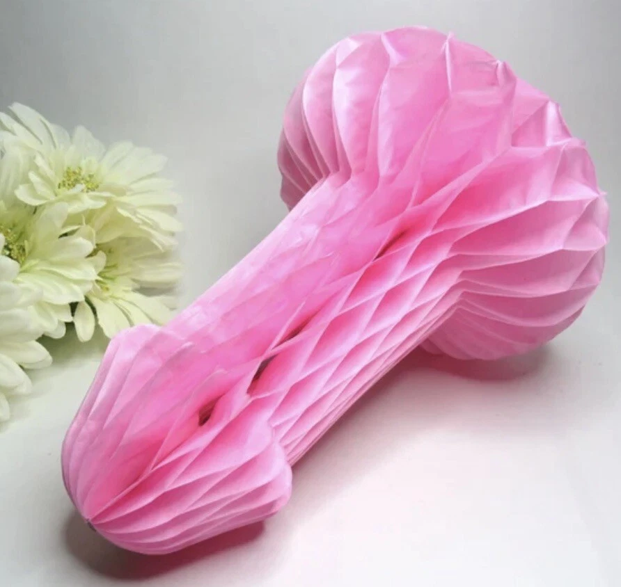 Decoração de pênis de favo de mel de papel pendurado 5 peças - Suprimentos engraçados para festa de despedida de solteira - Imagem 1 de 4