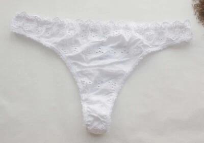 Women Sexy Thongs Cotton&embroidery Underwear High Cut G-string Knickers White S - Image 1 of 4