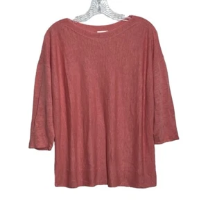 Camisa Suéter Jill Mezcla de Lino Manga 3/4 Cuello Ancho Grande Rosa Talla S - Imagen 1 de 8