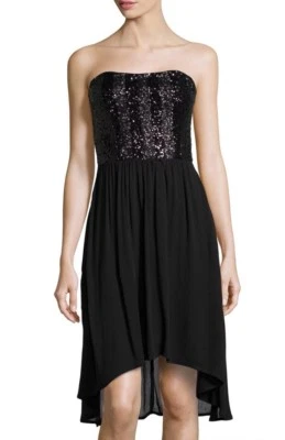 NWT Women's Ella Moss Black Elegant Strapless Sequined Bodice Dress Sz M Medium - Imagem 1 de 4