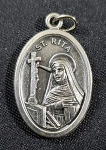 Saint Rita Medal - Patron Saint of Sterility - comes on a 24" Silver Chain - Picture 1 of 3