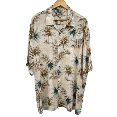 Camisa Hawaiana Campia Moda Para Hombres XXL Beige Palmera Costa Surfista Crucero Resort Foto 1 de 4