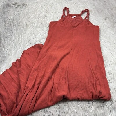 Maxi Vestido Boho Garnet Hill Para Mujer PM Petite M Naranja Tejido Algodón Cuello en V Foto 1 de 4