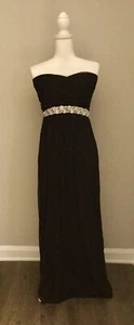 Black Strapless City Triangle Evening Gown With Rhinestone Embellishment Size 9 - Picture 1 of 2