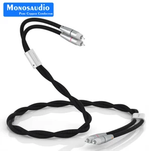 HiFi Audio RCA Cable 5N OCC Copper Signal Wire With Rhodium Plated Connectors - Picture 1 of 24