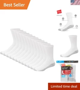Men's Double Tough Crew Socks, 12-Pair Pack, White, 6-12 US - Picture 1 of 9