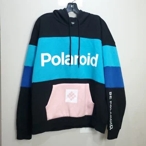 Polaroid Hoodie Herren L rosa schwarz Taschen Sweatshirt Spruch Logo Y2K Vintage - Bild 1 von 20