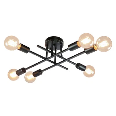 Luminária de teto montagem semi nivelada 6 luzes, lustre Sputnik moderno de metal - Imagem 1 de 4