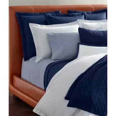Ralph Lauren Organic Tattersall Cotton Duvet Cover Blue & White Check Queen $400 - Image 1 of 4