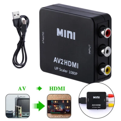 3RCA AV to HDMI HD Converter Composite CVBS Audio Video Adapter Wii NES SNES - Image 1 of 4