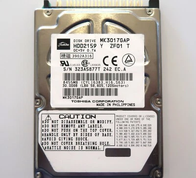 Toshiba MK3017GAP (HDD2159 Y ZF01 T) 102 A0/A0.02H 30gb 2.5" IDE/ATA HDD - Image 1 of 2