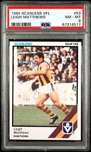 ✺PSA 8✺ 1984 SCANLENS tarjeta graduada VFL LEIGH MATTHEWS Hawthorn Hawks AFL - Imagen 1 de 3