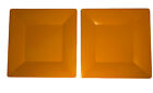 Set Of 2 Fun In The Sun 10" X 10" Square Plates 3/4" Deep Bright Orange