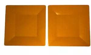 Set Of 2 Fun In The Sun 10" X 10" Square Plates 3/4" Deep Bright Orange - Picture 1 of 5