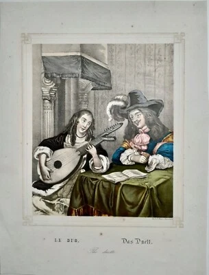Le duo Das Duett Lithographie de Fr. Wentzel à Wissembourg 19ème - Photo 1/2