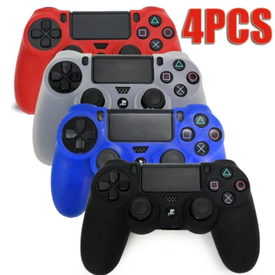 4PC Silicone Soft Rubber Case Cover for Sony PS4 Controller Black,Red,White,Blue - Image 1 of 4