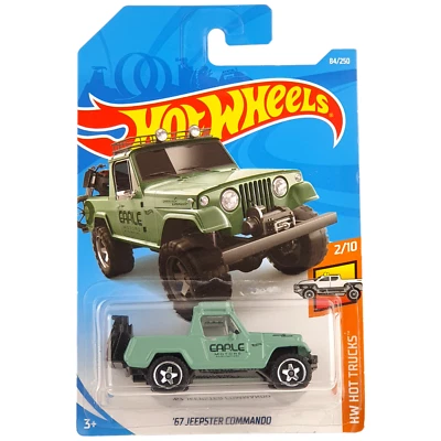 Hot Wheels 67 JEEPSTER COMMANDO Hot Truck Green 4X4 84/250 2017 NEW Sent In Box - Image 1 of 4
