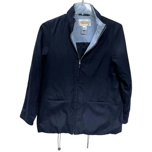 Talbots Womens Sz S Windbreaker Blue Full Zip Jacket Coat Lightweight Zip pocket - Picture 1 of 15