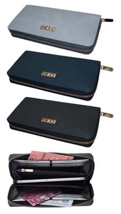 Cartera de mujer con cremallera billetera con decoración dorada - Imagen 1 de 4