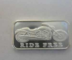 RIDE FREE BAR 1 GRAM .999 SILVER MOTORCYCLE HONDA HARLEY KAWASAKI SUZUKI - Picture 1 of 3