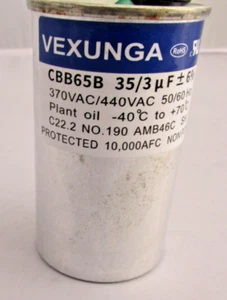 CBB65B Vexunga Condensatore Doppia Corsa 35/3 UF +/- 6% 370V/440VAC 50/60Hz FUORI SCATOLA - Foto 1 di 4