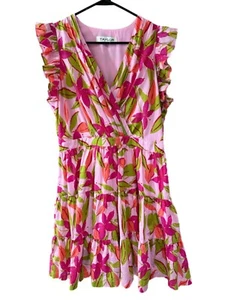 Taylor Women’s XL Faux Wrap Pink Floral Ruffle Detail Dress - Picture 1 of 4