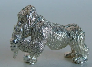 MINIATURE SOLID STERLING SILVER GORILLA FIGURINE NEW!  - Picture 1 of 4