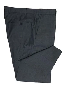 A70 Santorelli Charcoal Flat Front Dress Pants Mens 36/27 100% Wool - Picture 1 of 9