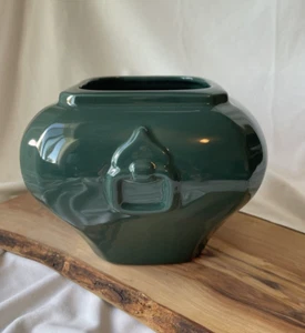 Royal Haeger grüne Porzellan Vase Deko eckig glänzend Vintage Blumentopf - Bild 1 von 11