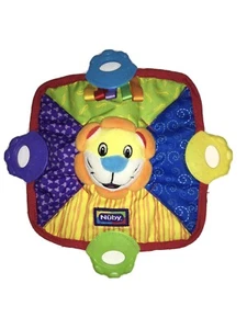 Nuby Teether Teething Blanket Lion 7 1/2 Inches Colorful Baby Squeaker H3 - Picture 1 of 11