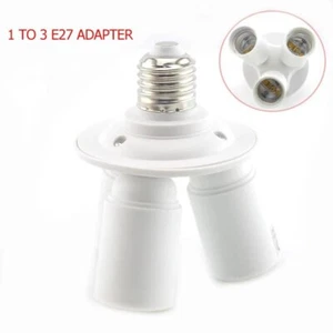 3 in 1 E27 To E27 Base Socket Splitter Light Lamp Bulb Adapter Converter Holder - Picture 1 of 7