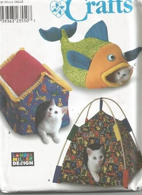9004 Simplicity Crafts Sewing Pattern UNCUT Cat Pet Beds Fish House Tent - Image 1 of 4