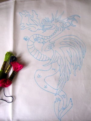 CROSS STITCH STREET Tray cloth ready to embroider Dragon design 14" x 17" CS0051