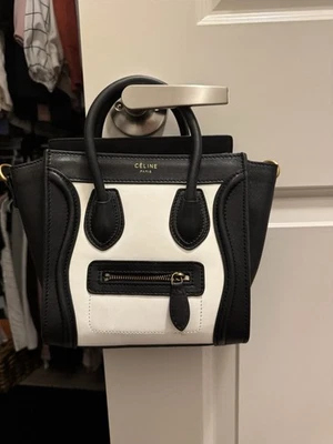 Black & White Drummed Calfskin Luggage Micro - Image 1 of 4