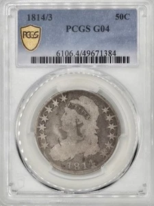 1814/3 CAPPED BUST HALF 50c PCGS G04 GOLD SHEILD DIE ROTATION - Picture 1 of 4